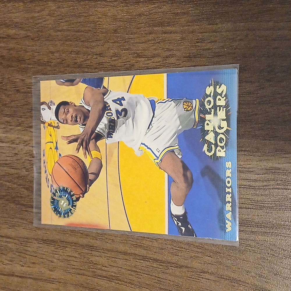 Carlos Rogers warriors 2.5 in x 3.5 in yellow blue white basketball card